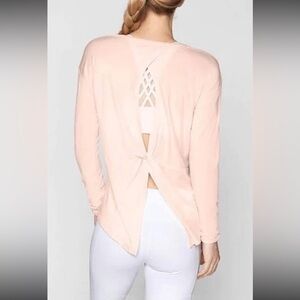 Athleta Essence Twist Womens Size Small Pink Open Slit Back Long Sleeve Stretch